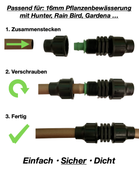 Anschlussverschraubung AG Außengewinde Schraubkupplung 16 mm (Pipes & Tropfrohre)